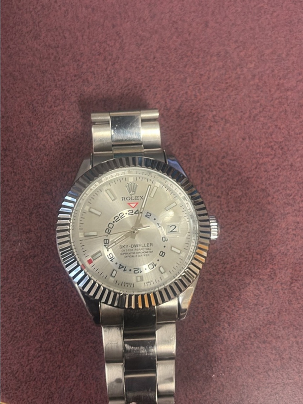 Rolex Sky-Dweller Silver Stainless Steel Men's Watch with White Dial